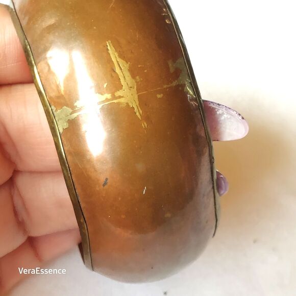 Vintage 1990s Bangle Bracelets Set Of 3 Copper Brass Metals - Picture 8 of 12